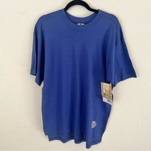 NWT Deadstock Vintage 90’s Hanes Otherwear Blank Blue Short Sleeve Cotton Shirt